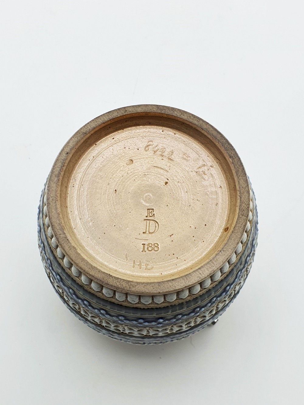 Lovely Victorian Doulton Lambeth Stoneware Jam Pot – circa 1890 View V