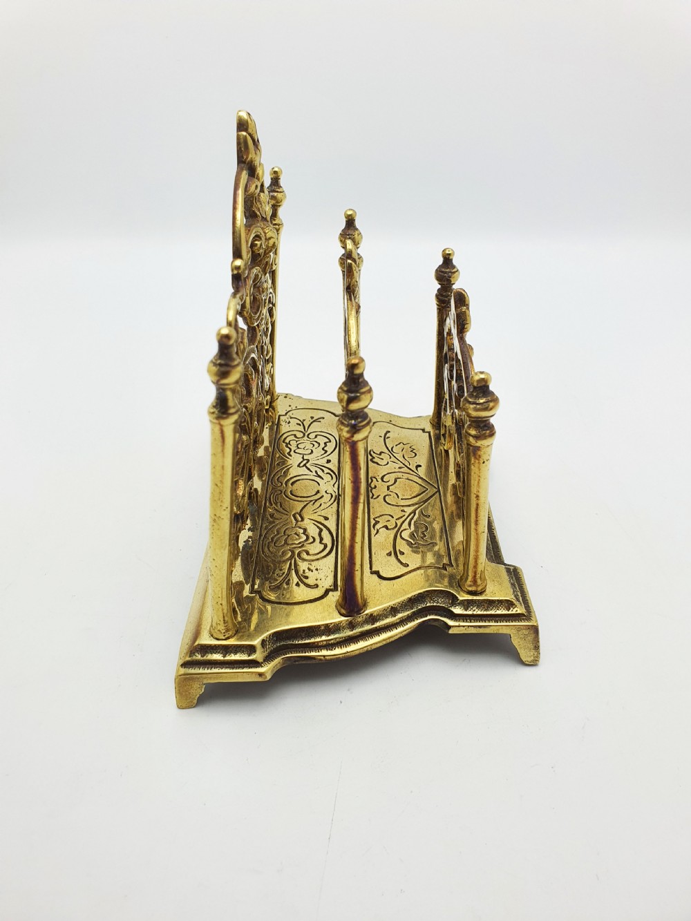 Nice Ornate Antique Victorian Brass Letter Rack with Cherub Motif – circa 1890 View VI