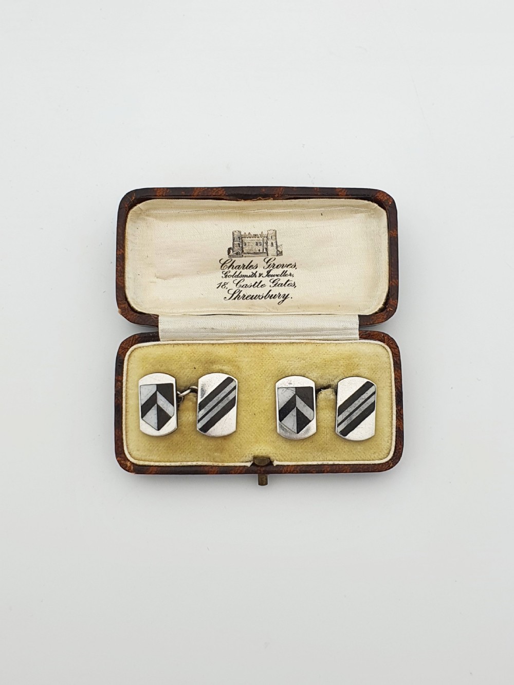 Nice Art Deco Sterling Silver & Enamel Cufflinks Set – circa 1930