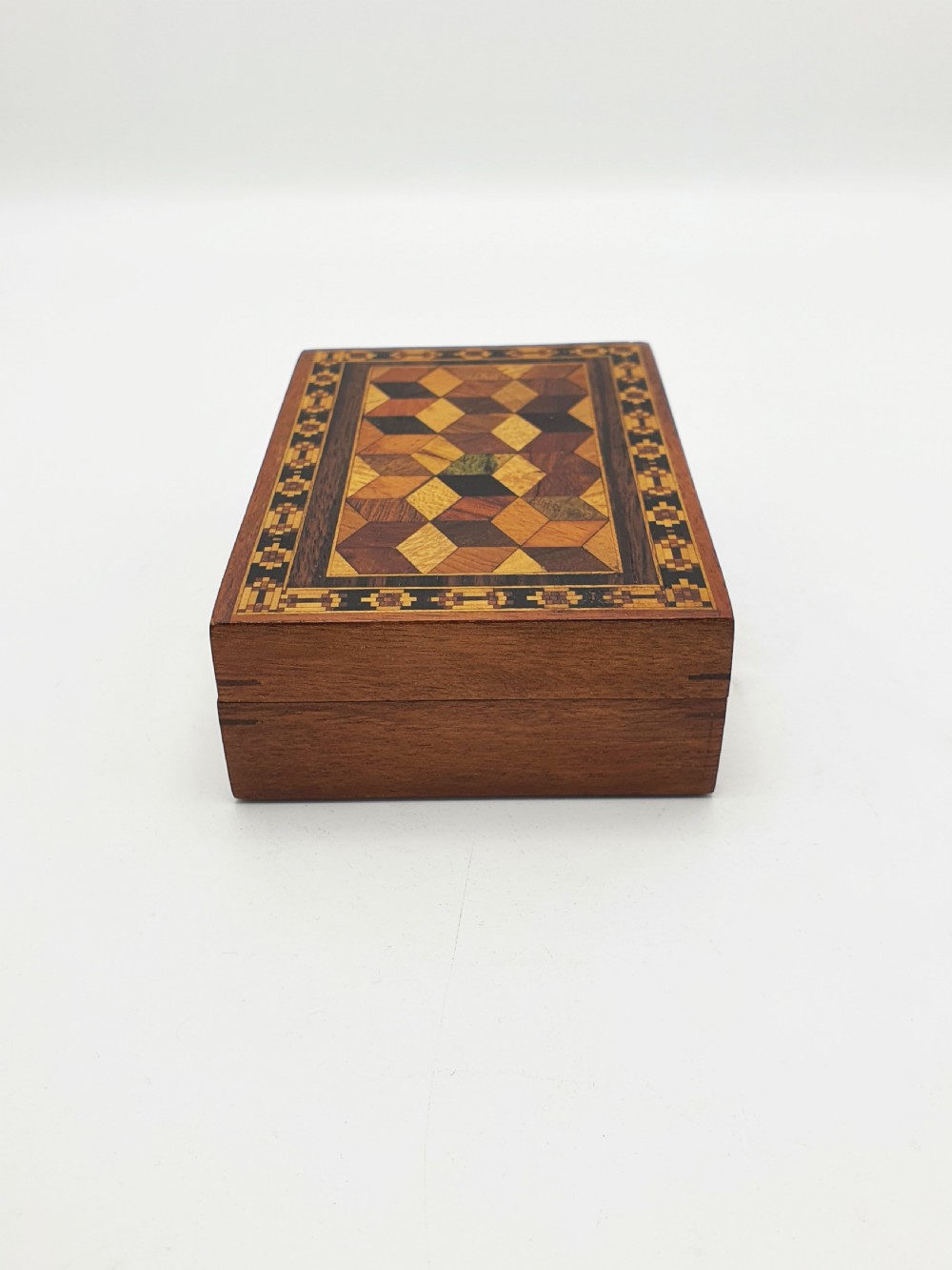 Antique Victorian Tunbridge Ware Card Box with Geometric Parquetry – circa 1880 View VI