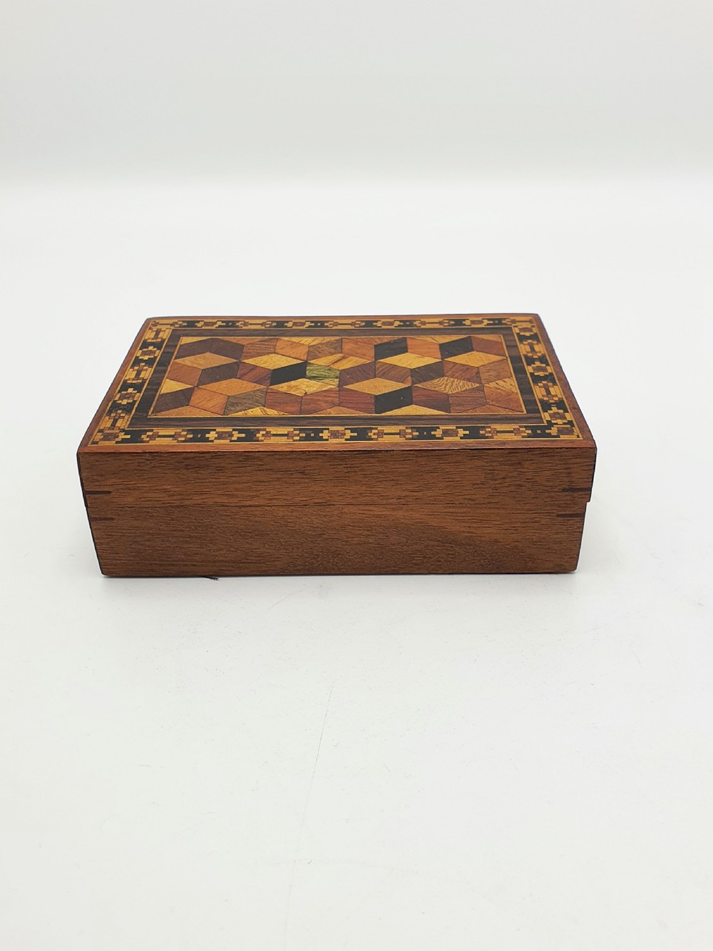 Antique Victorian Tunbridge Ware Card Box with Geometric Parquetry – circa 1880 View VII