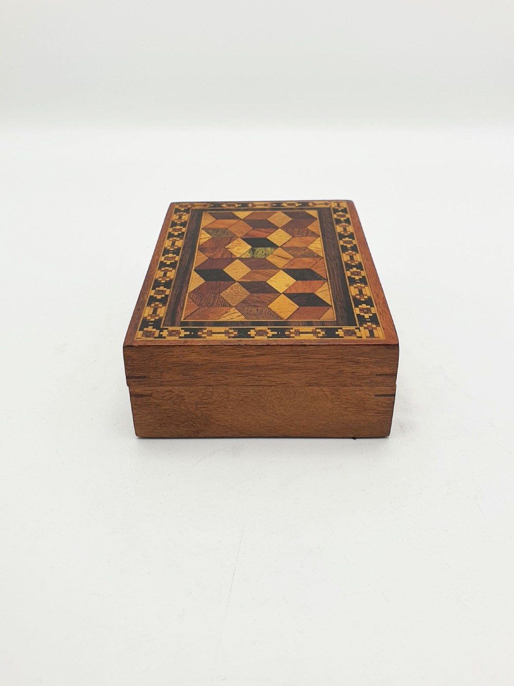 Antique Victorian Tunbridge Ware Card Box with Geometric Parquetry – circa 1880 View VIII