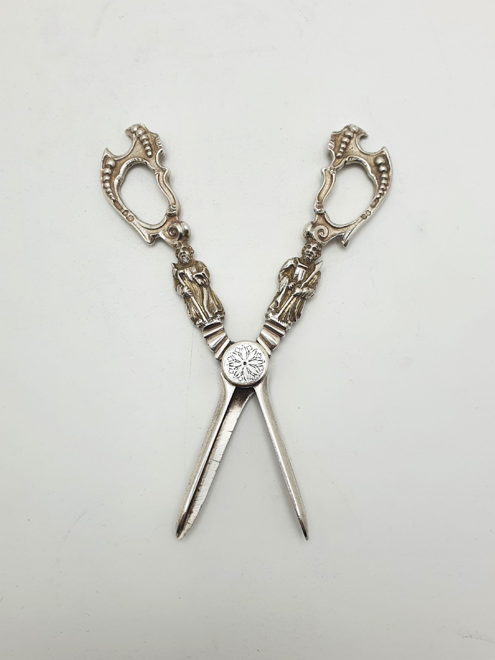 Stunning Antique Victorian Sterling Silver Grape Scissors with Figural Handles - 1885 View VI