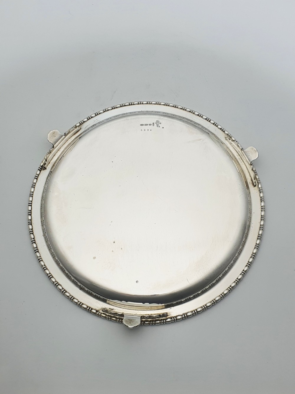 Nice Antique Silver-Plated Salver with Engraved Neoclassical Motif – circa 1905 View V
