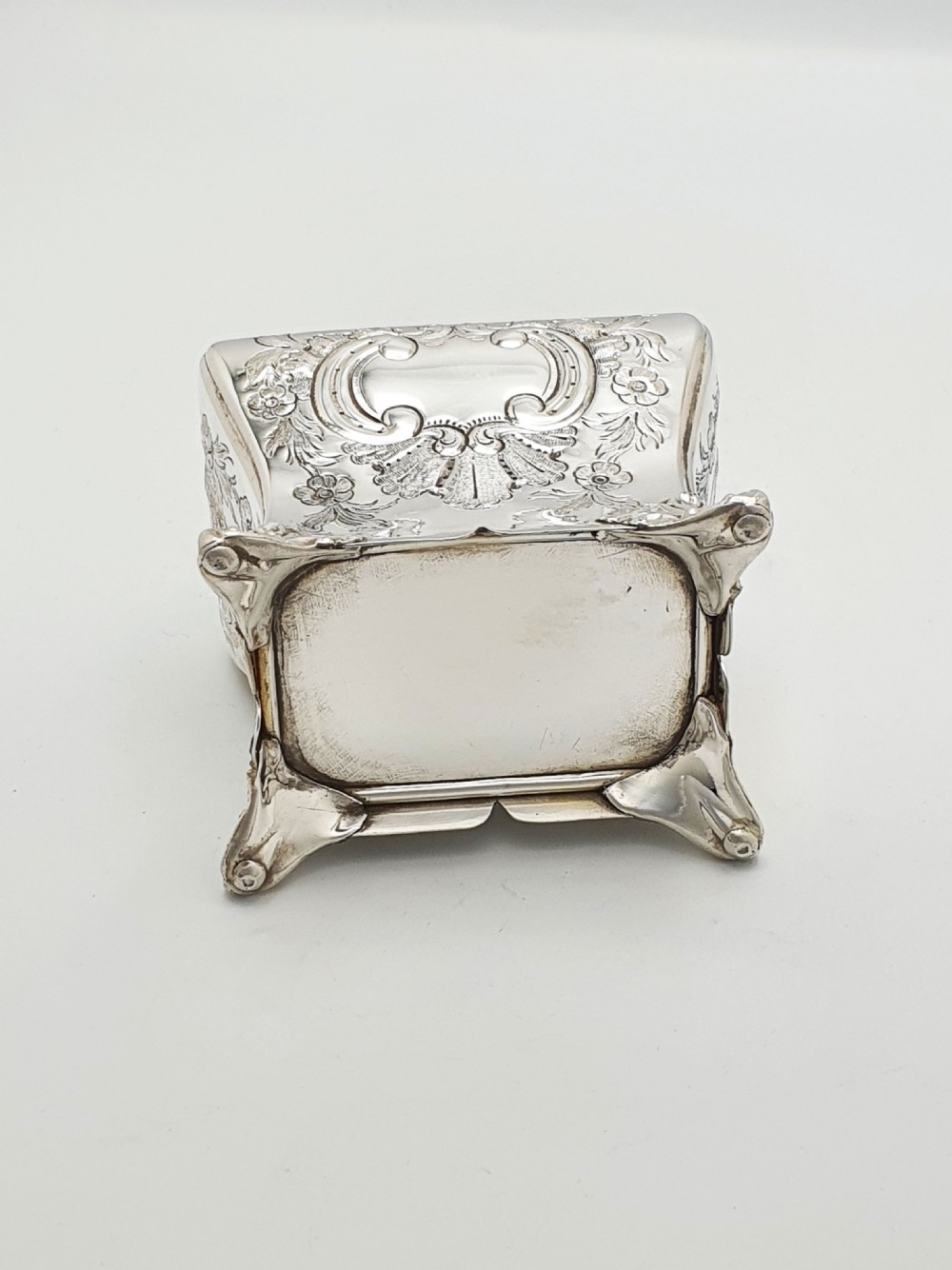 Lovely Antique Silver-Plated Tea Caddy with Shell Spoon – circa 1860 View IX