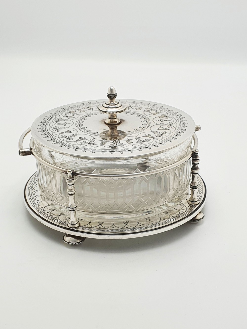 Lovely Antique Victorian Silver Plate & Cut Glass Serving Dish – circa 1880 View II