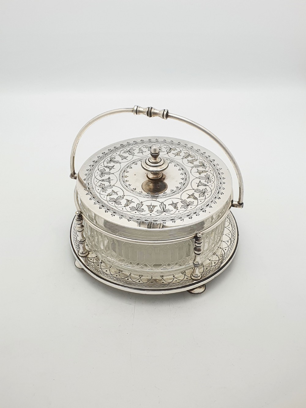 Lovely Antique Victorian Silver Plate & Cut Glass Serving Dish – circa 1880 View IV