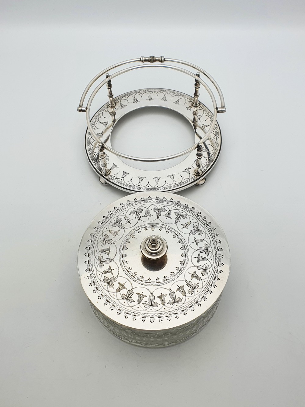 Lovely Antique Victorian Silver Plate & Cut Glass Serving Dish – circa 1880 View V