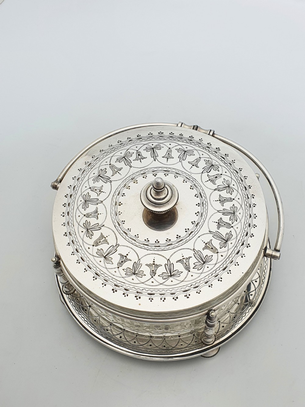 Lovely Antique Victorian Silver Plate & Cut Glass Serving Dish – circa 1880 View VII