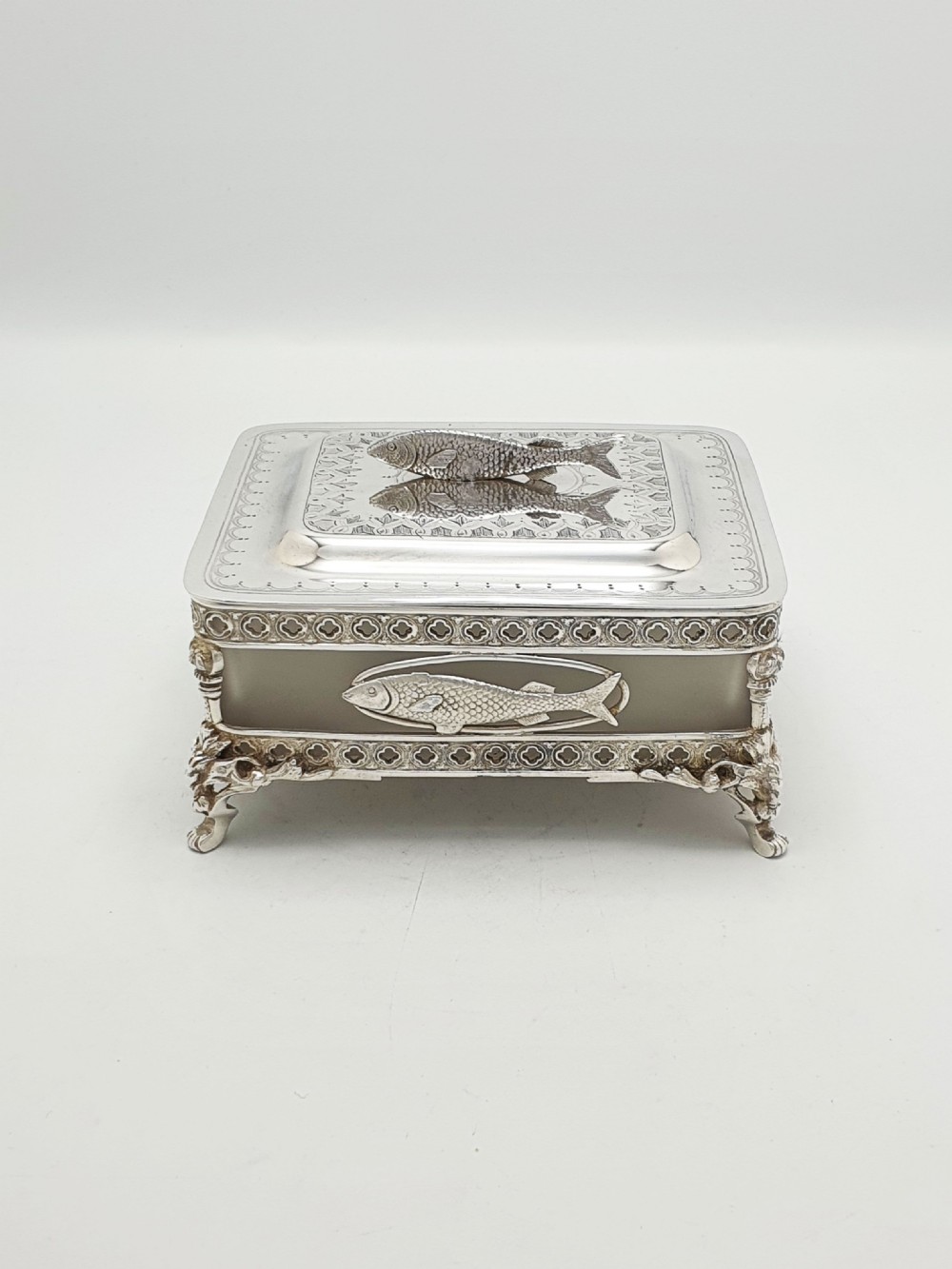 Antique Edwardian Silver Plate Sardine Dish by Walker and Hall – circa 1905 View II