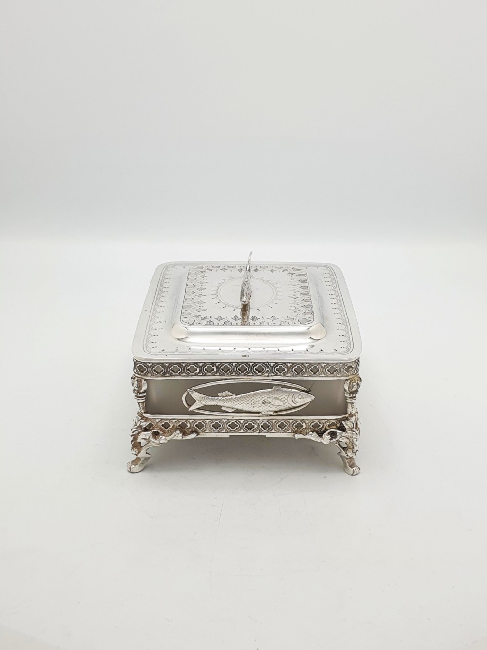 Antique Edwardian Silver Plate Sardine Dish by Walker and Hall – circa 1905 View III
