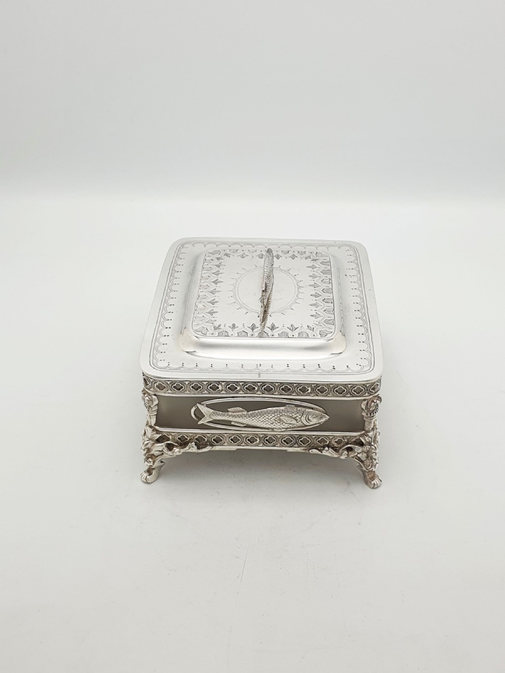 Antique Edwardian Silver Plate Sardine Dish by Walker and Hall – circa 1905 View V