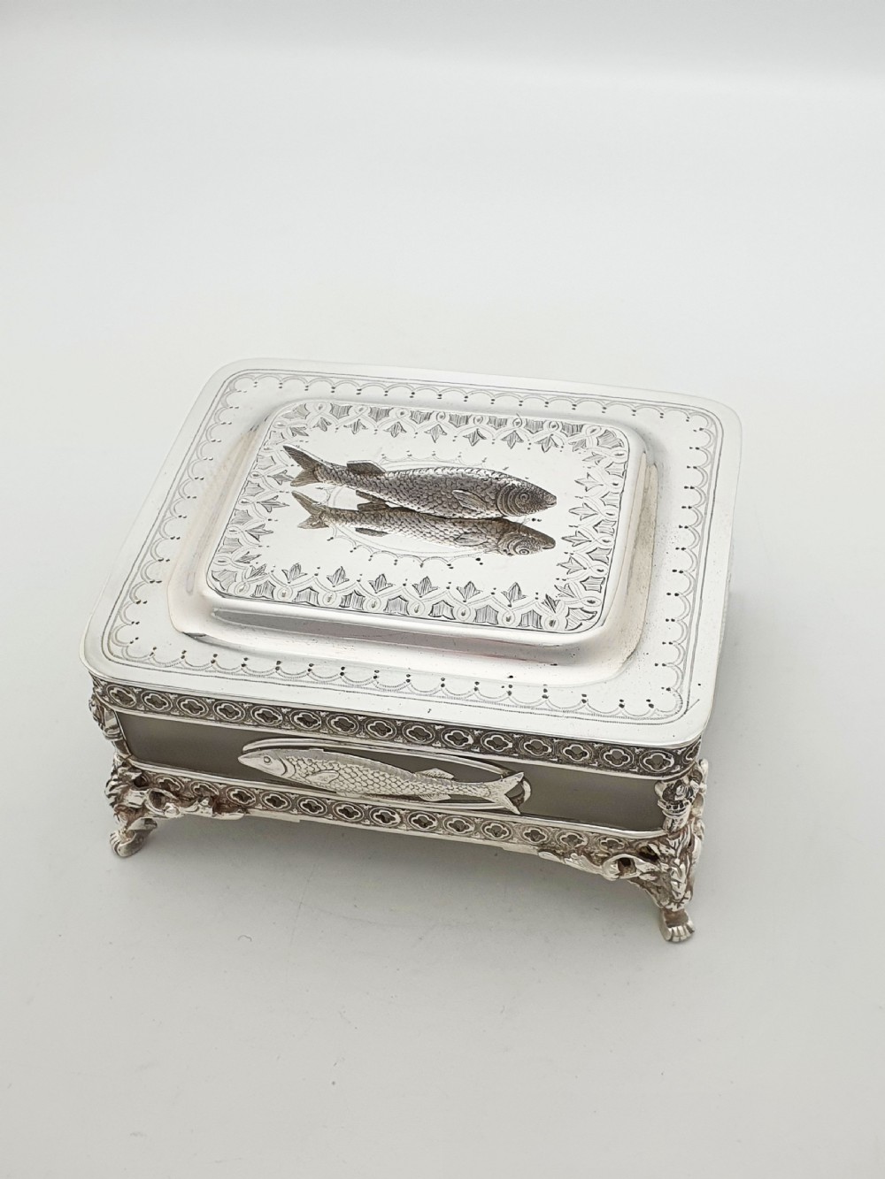 Antique Edwardian Silver Plate Sardine Dish by Walker and Hall – circa 1905 View VI