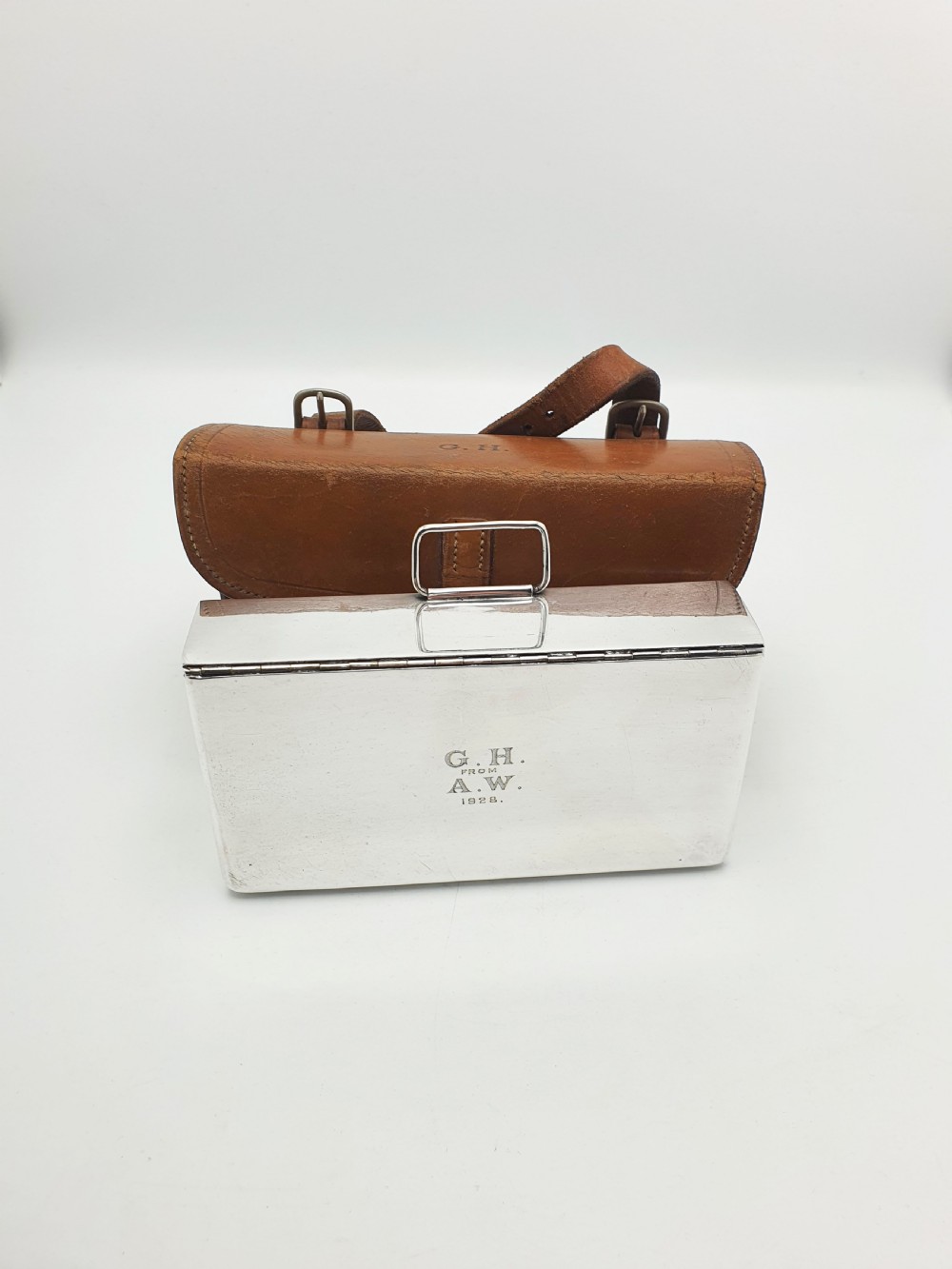 Handsome Antique Leather Cased Sandwich Box - circa 1920