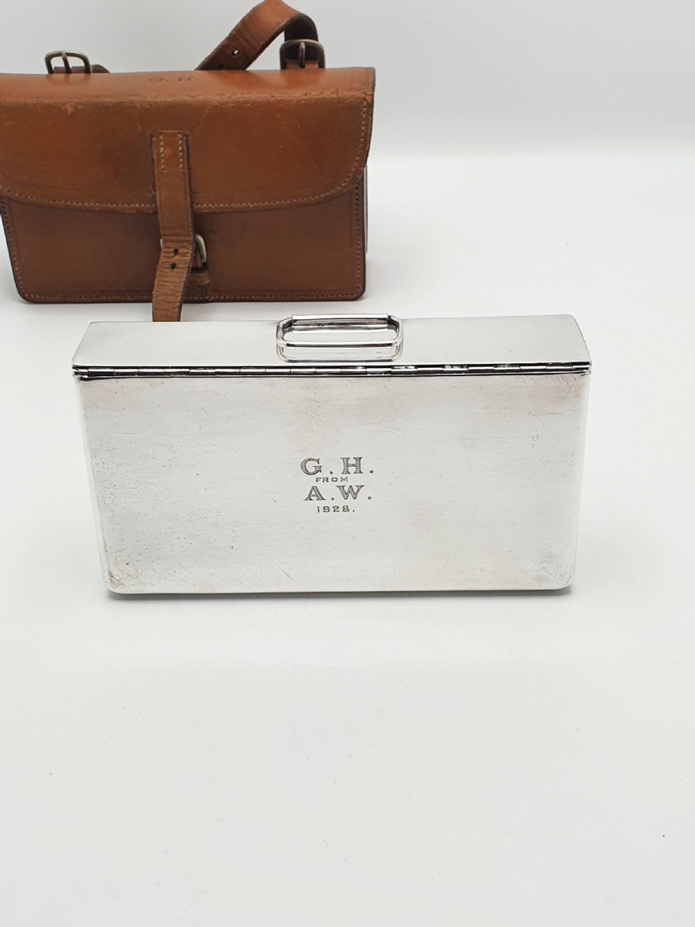 Handsome Antique Leather Cased Sandwich Box - circa 1920 View II