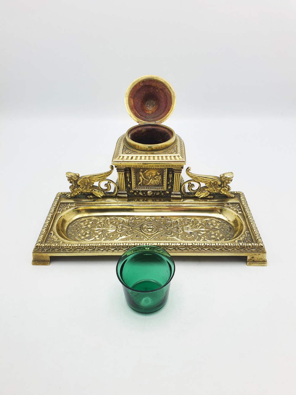 Fabulous Grand Tour Neoclassical Brass Inkstand – circa 1880