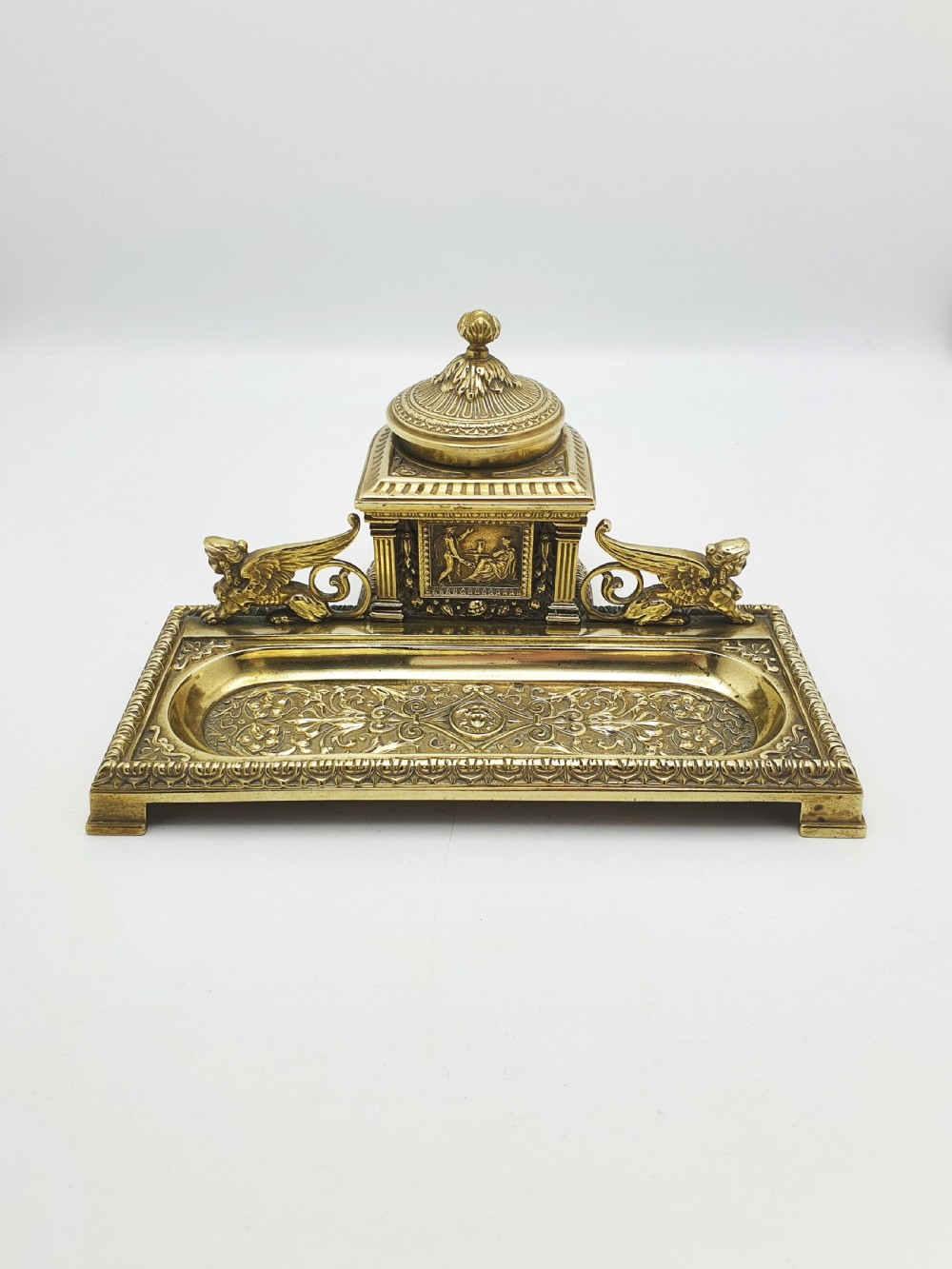Fabulous Grand Tour Neoclassical Brass Inkstand – circa 1880 View II