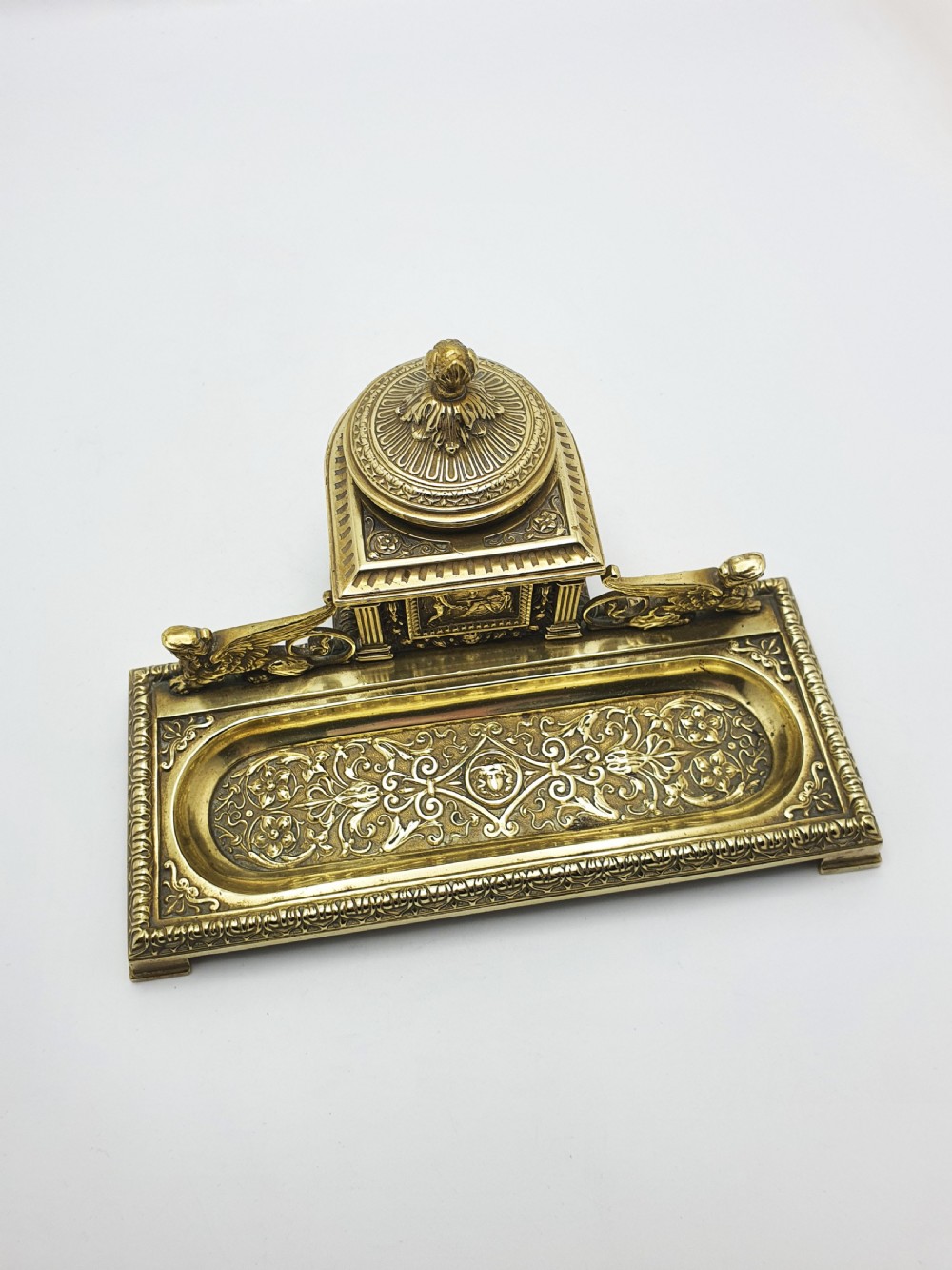 Fabulous Grand Tour Neoclassical Brass Inkstand – circa 1880 View III