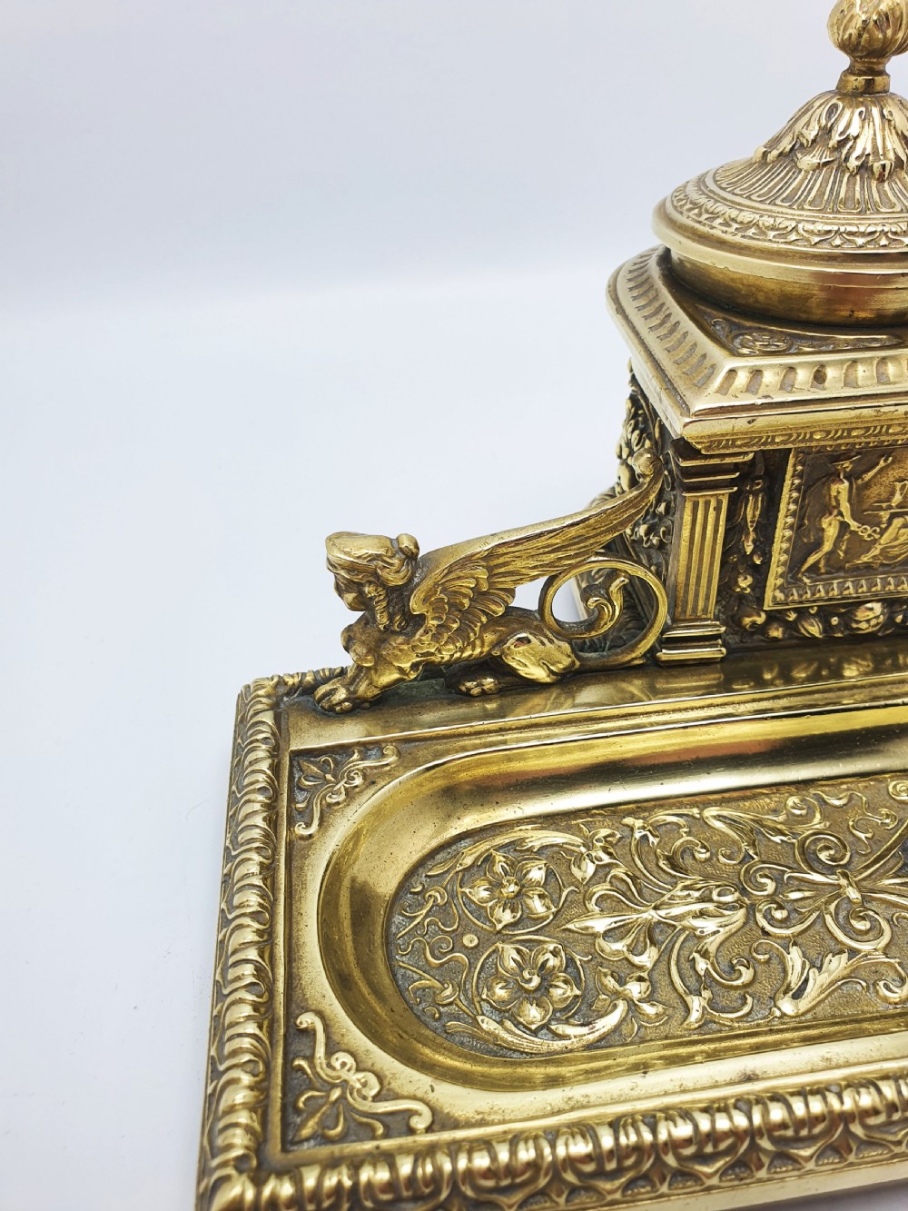 Fabulous Grand Tour Neoclassical Brass Inkstand – circa 1880 View V