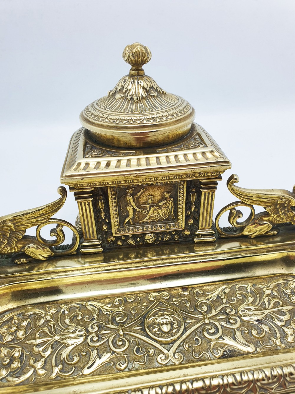 Fabulous Grand Tour Neoclassical Brass Inkstand – circa 1880 View VI