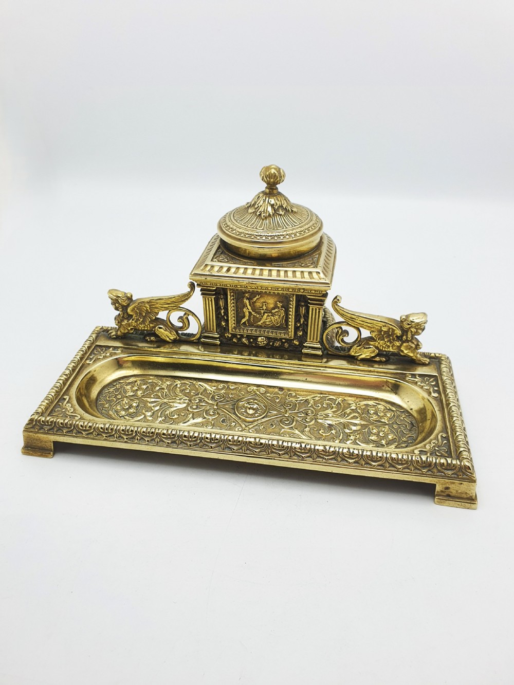 Fabulous Grand Tour Neoclassical Brass Inkstand – circa 1880 View VII