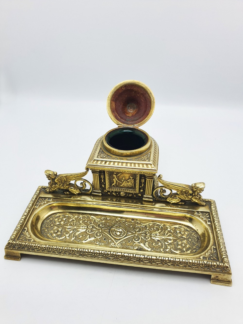 Fabulous Grand Tour Neoclassical Brass Inkstand – circa 1880 View VIII