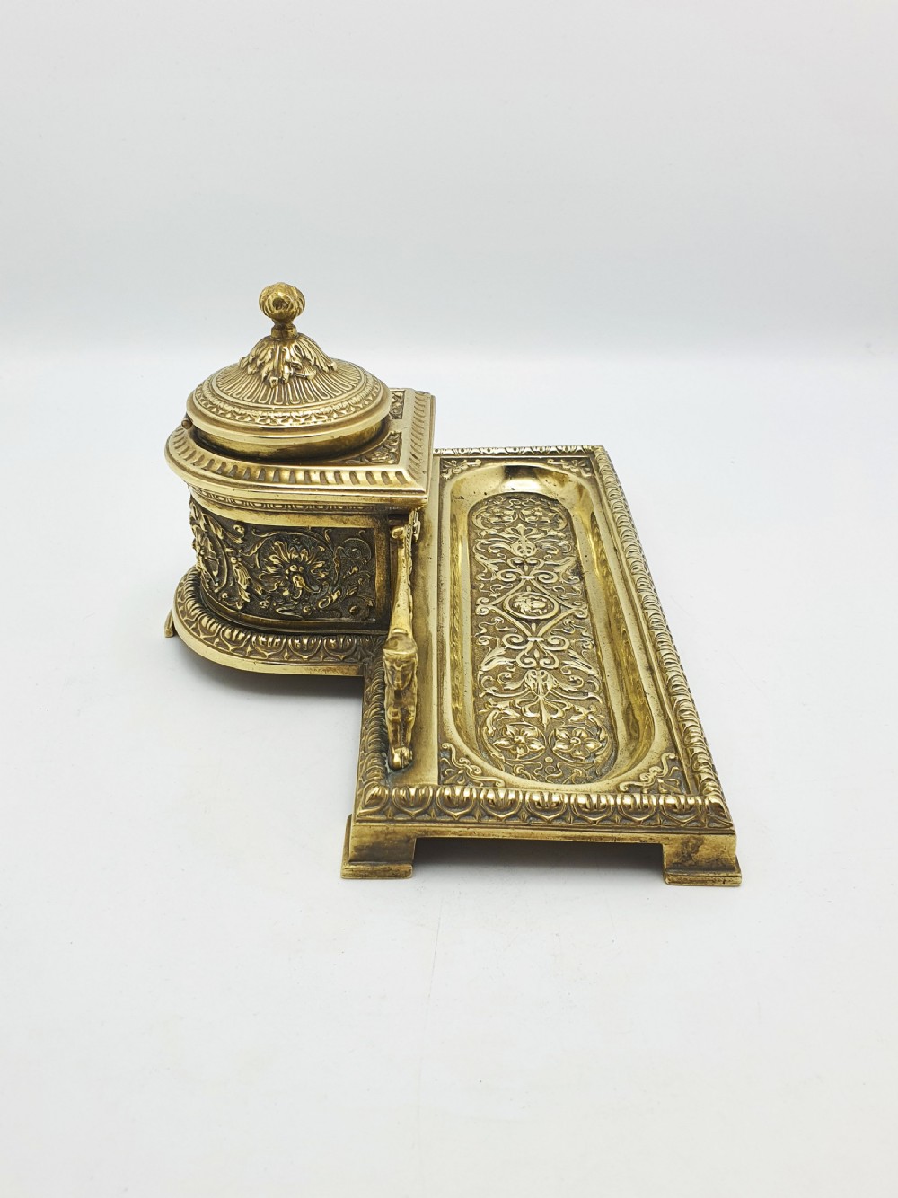 Fabulous Grand Tour Neoclassical Brass Inkstand – circa 1880 View XI