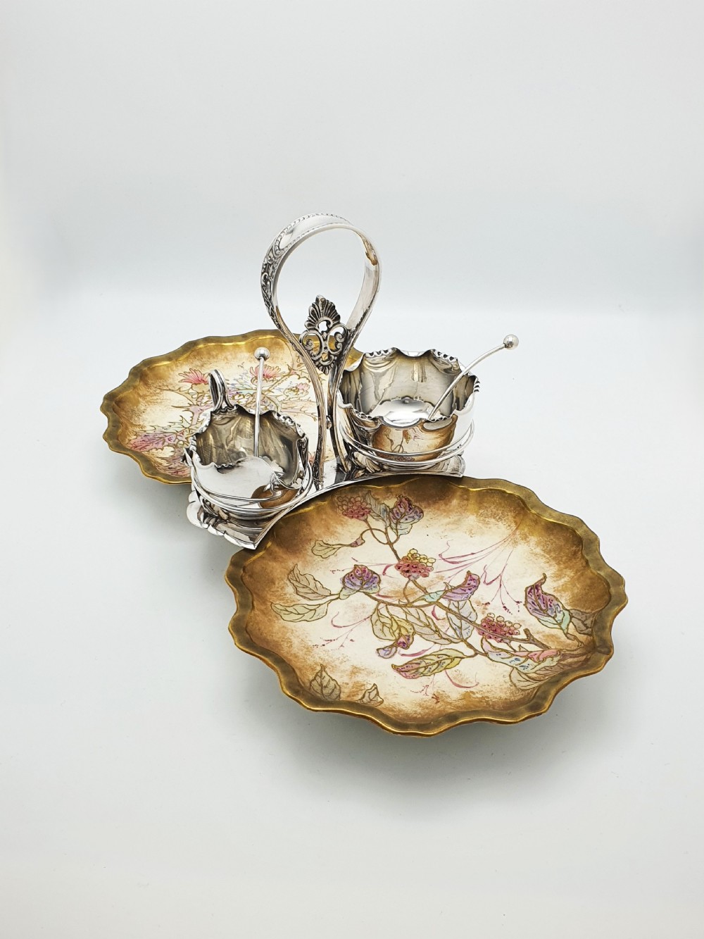 Antique Edwardian Serving Set with Doulton Burslem Porcelain Dishes – circa 1905