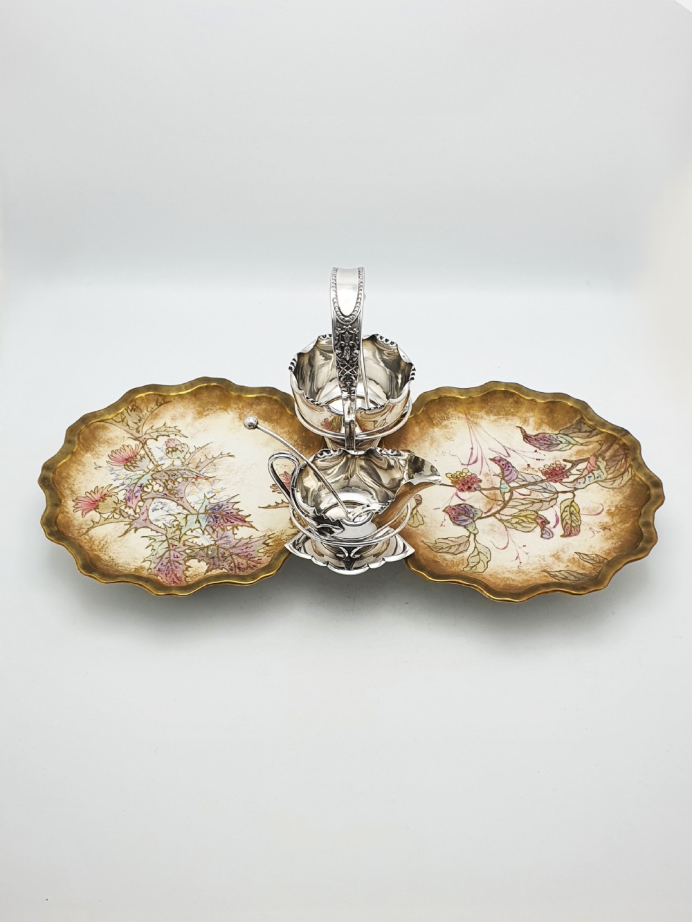 Antique Edwardian Serving Set with Doulton Burslem Porcelain Dishes – circa 1905 View II