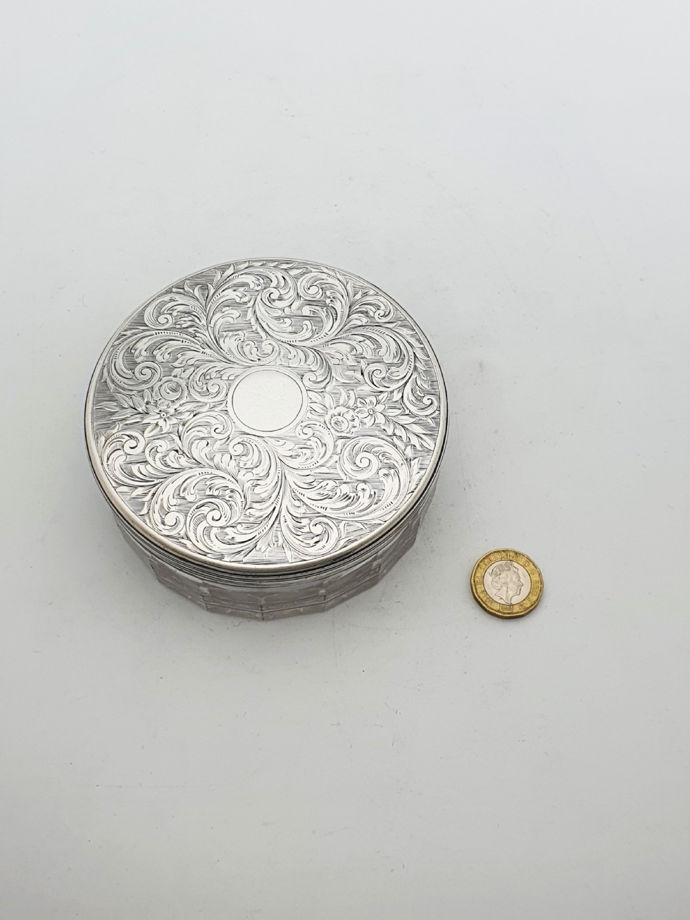 Early Victorian Cut Glass Jar with Engraved Sterling Silver Lid - 1855 View VIII