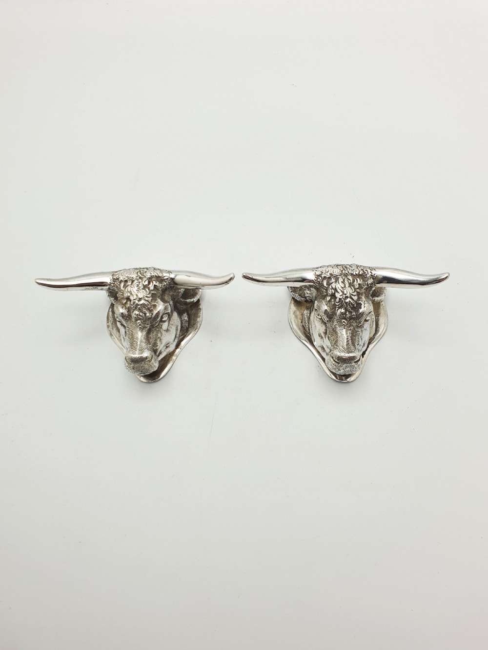 Pair of Antique Silver Plated Longhorn Bull Head Knife Rests – circa 1880 View VI