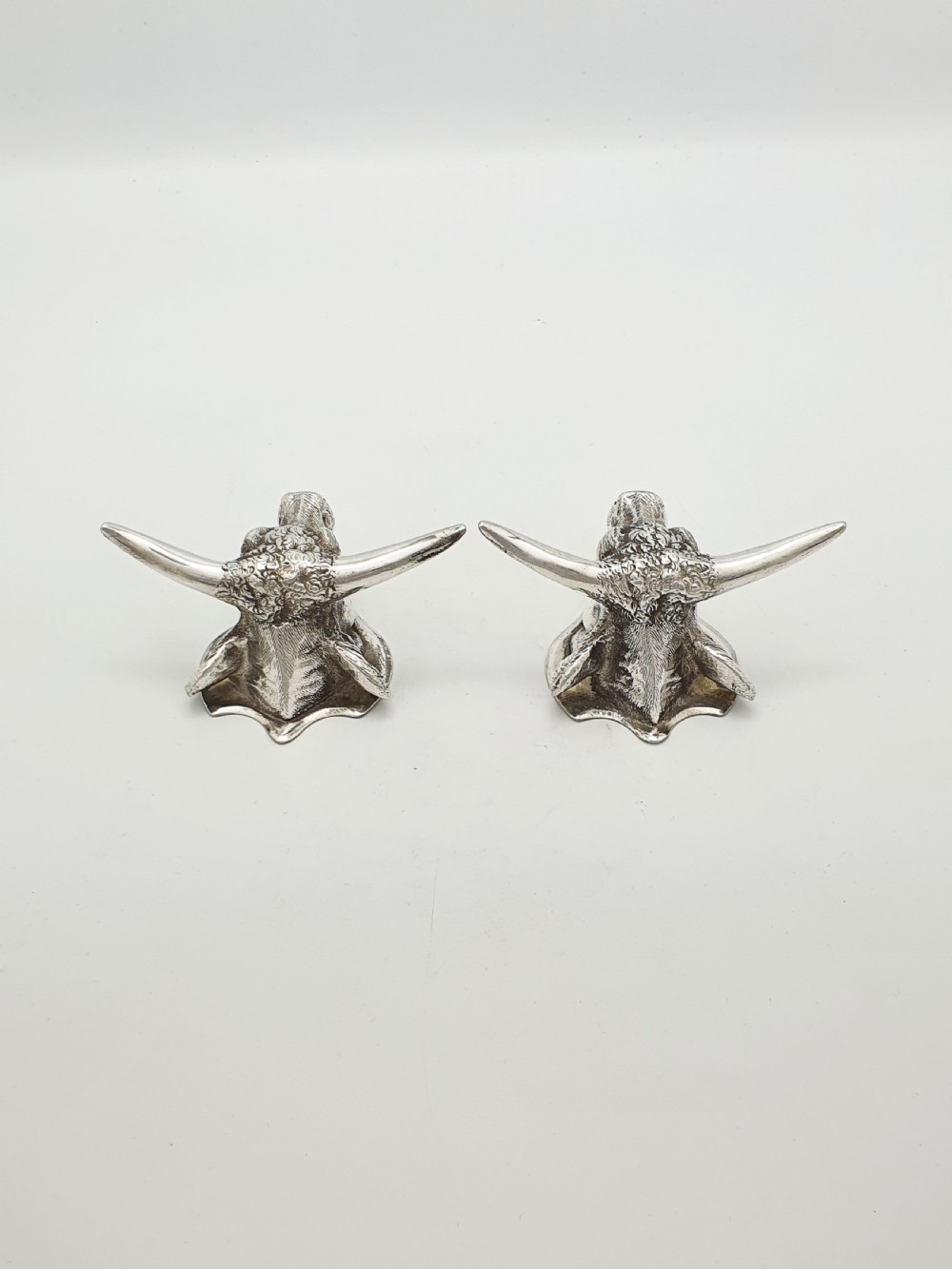 Pair of Antique Silver Plated Longhorn Bull Head Knife Rests – circa 1880 View VII