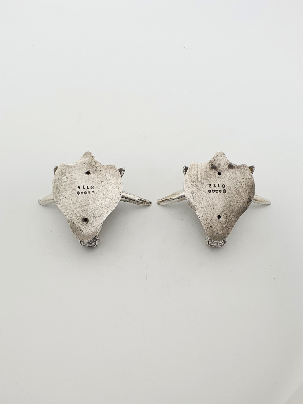 Pair of Antique Silver Plated Longhorn Bull Head Knife Rests – circa 1880 View VIII