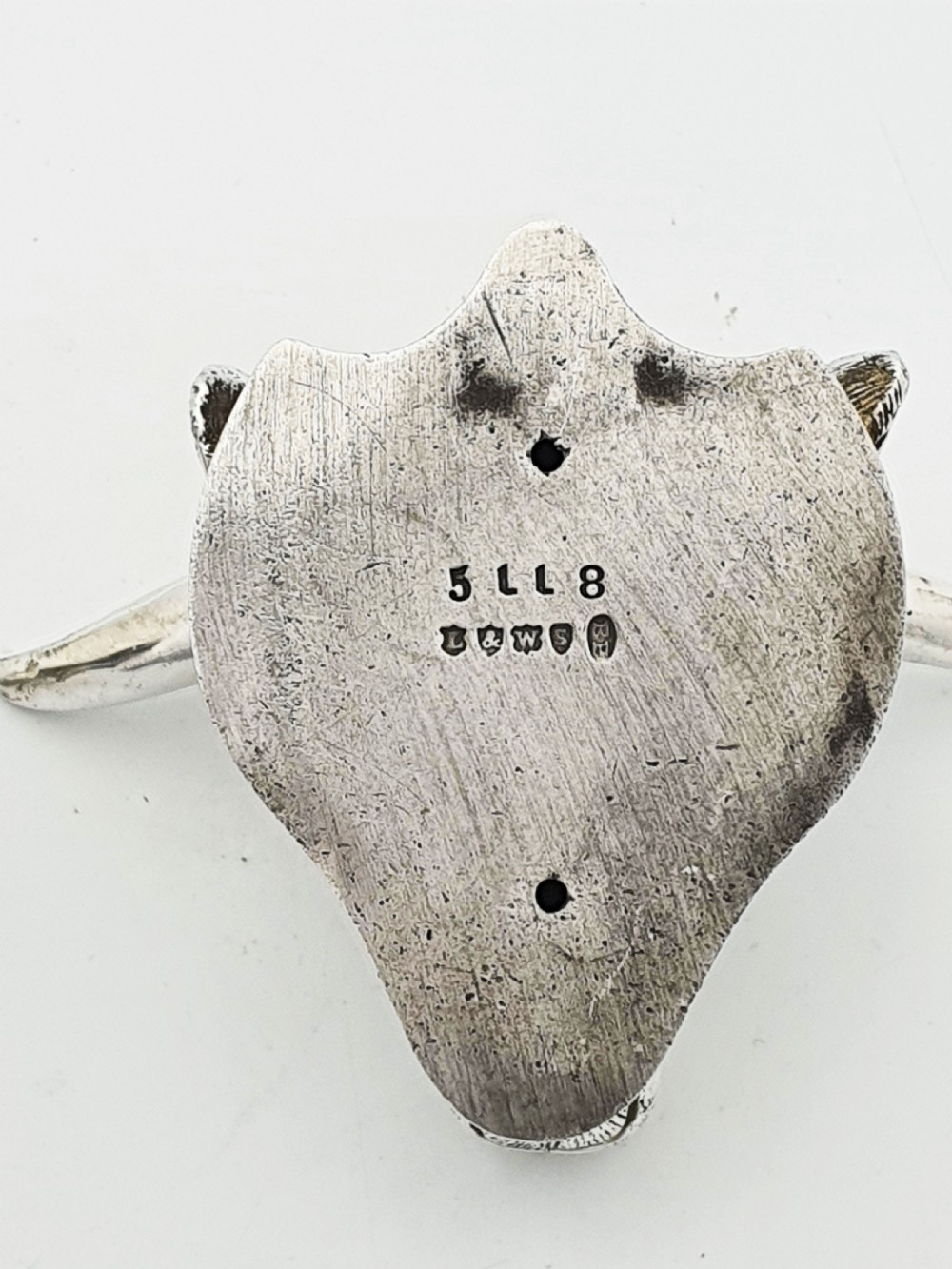 Pair of Antique Silver Plated Longhorn Bull Head Knife Rests – circa 1880 View X