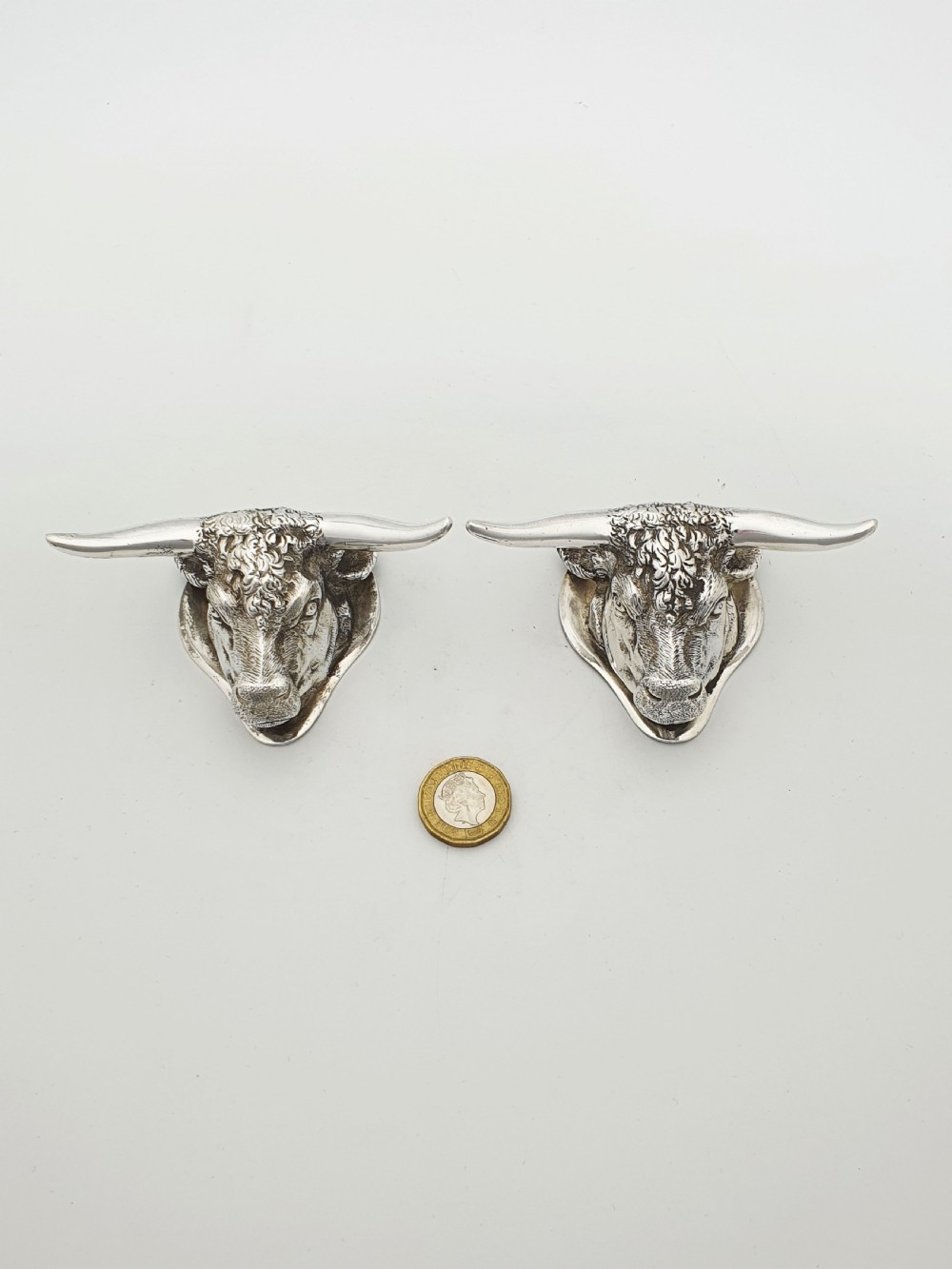 Pair of Antique Silver Plated Longhorn Bull Head Knife Rests – circa 1880 View XI