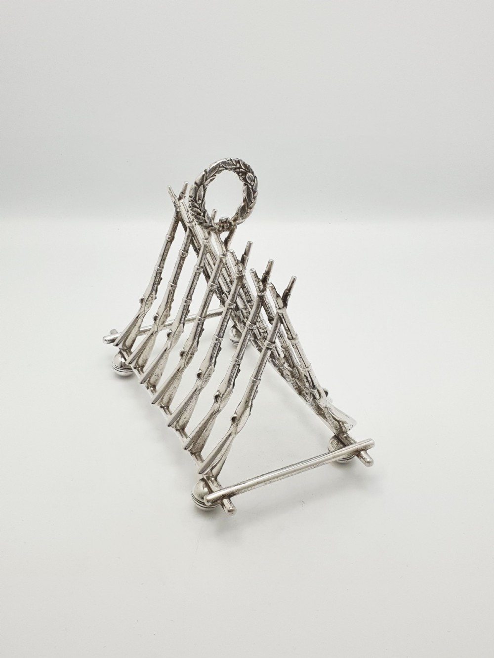 Antique Victorian Rifle-Form Toast Rack with Laurel Wreath Handle – circa 1880 View III
