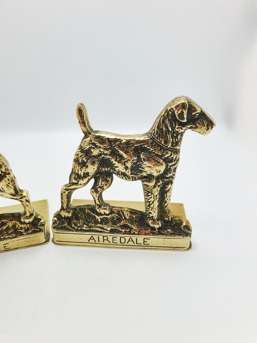 Pair of Vintage Solid Brass Airedale Terrier Dog Bookends – circa 1930 View III