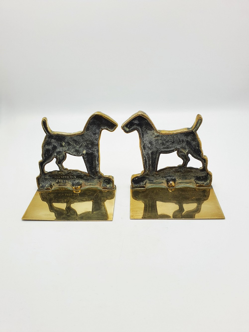 Pair of Vintage Solid Brass Airedale Terrier Dog Bookends – circa 1930 View IV