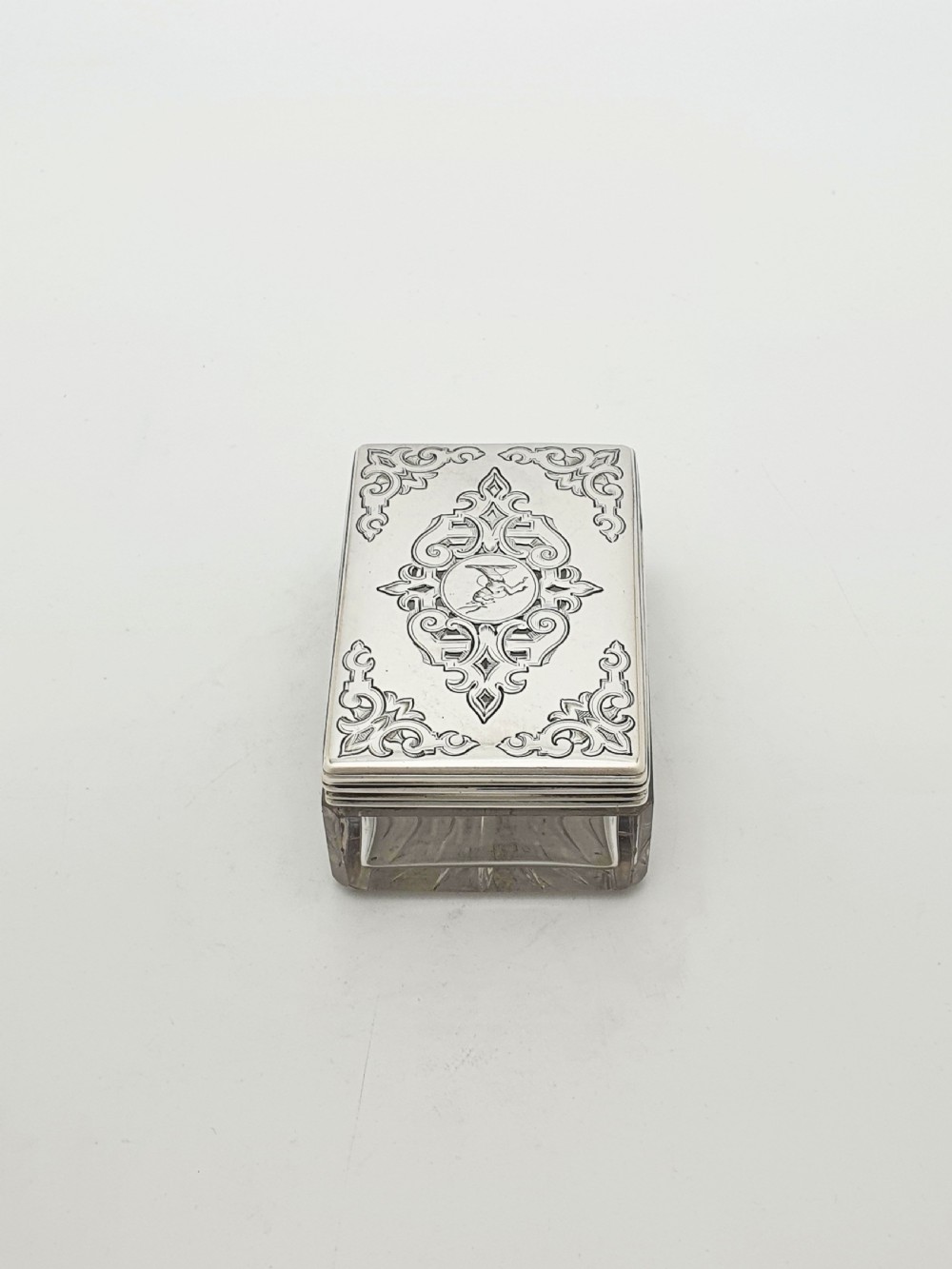 Lovely Antique Victorian Sterling Silver & Cut Glass Trinket Box - 1844 View VI