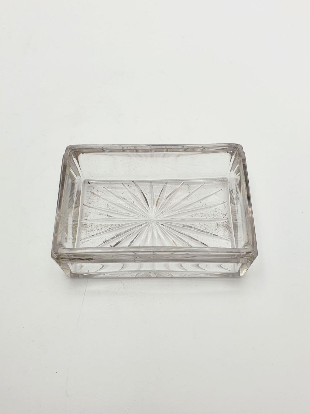 Lovely Antique Victorian Sterling Silver & Cut Glass Trinket Box - 1844 View X