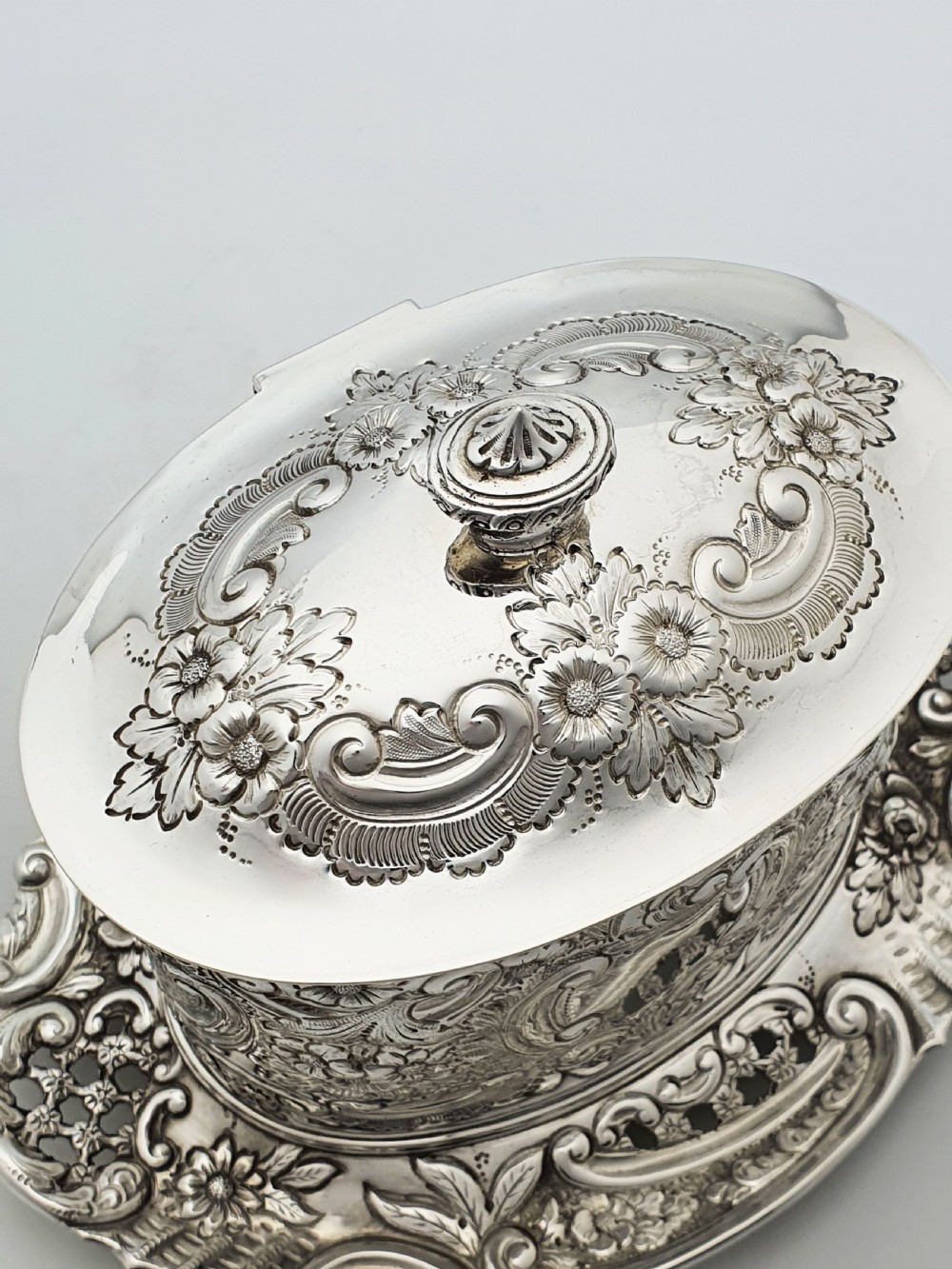 Fabulous Antique Victorian Embossed Silver Plated Biscuit Box – circa 1890 View III