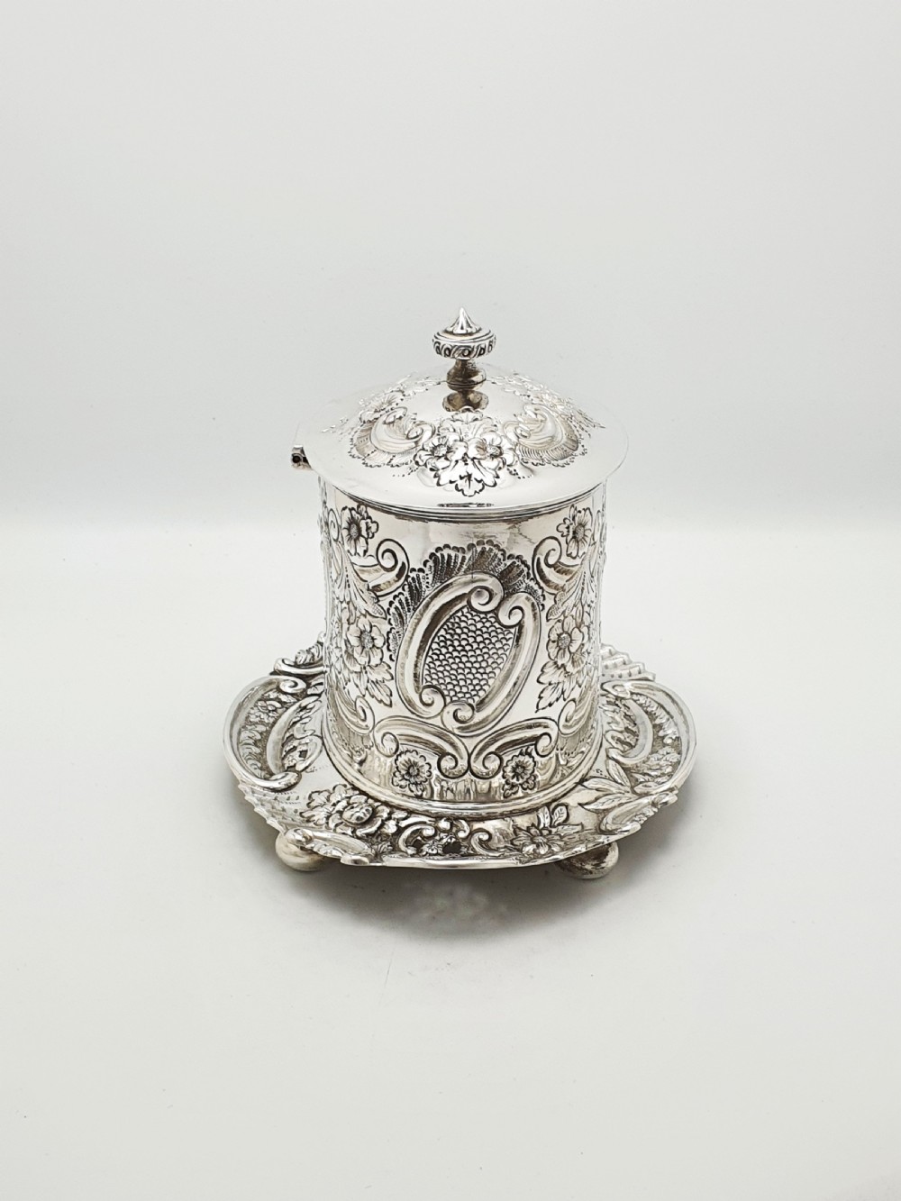 Fabulous Antique Victorian Embossed Silver Plated Biscuit Box – circa 1890 View X