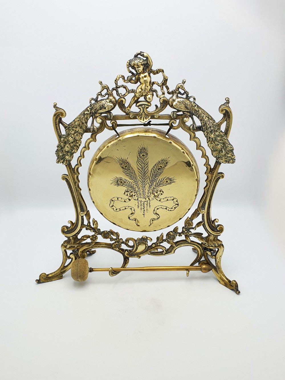 Fabulous Antique Victorian Brass Peacock Dinner Gong – circa 1890