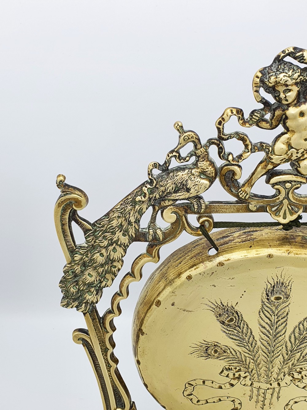 Fabulous Antique Victorian Brass Peacock Dinner Gong – circa 1890 View III