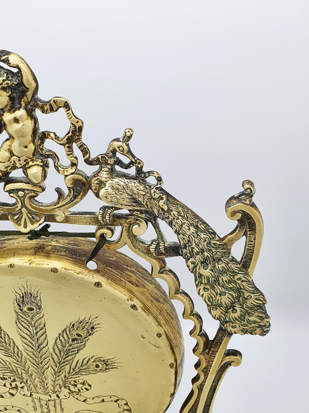 Fabulous Antique Victorian Brass Peacock Dinner Gong – circa 1890 View IV