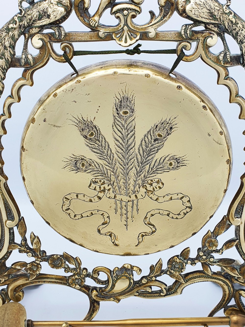 Fabulous Antique Victorian Brass Peacock Dinner Gong – circa 1890 View V