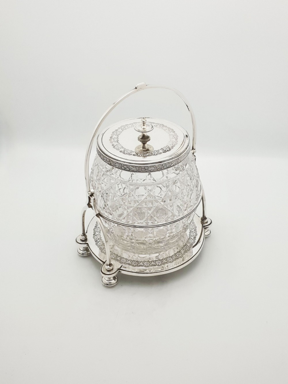 Stunning Antique Victorian Silver Plated & Cut Glass Biscuit Box – circa 1890 