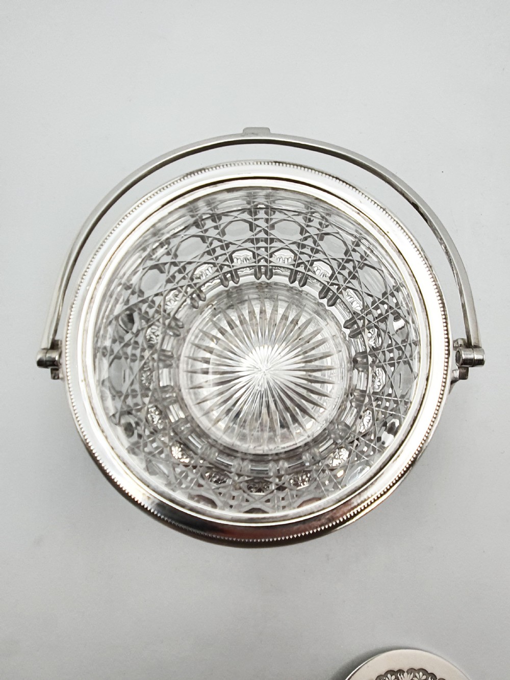 Stunning Antique Victorian Silver Plated & Cut Glass Biscuit Box – circa 1890  View XII
