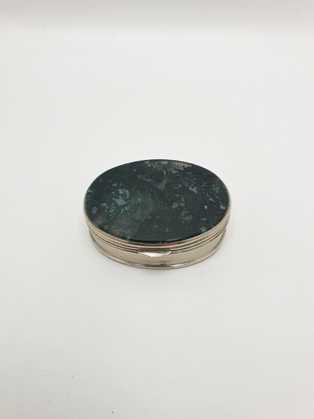 Lovely Antique Victorian Moss Agate Pill Box – circa 1890 View II