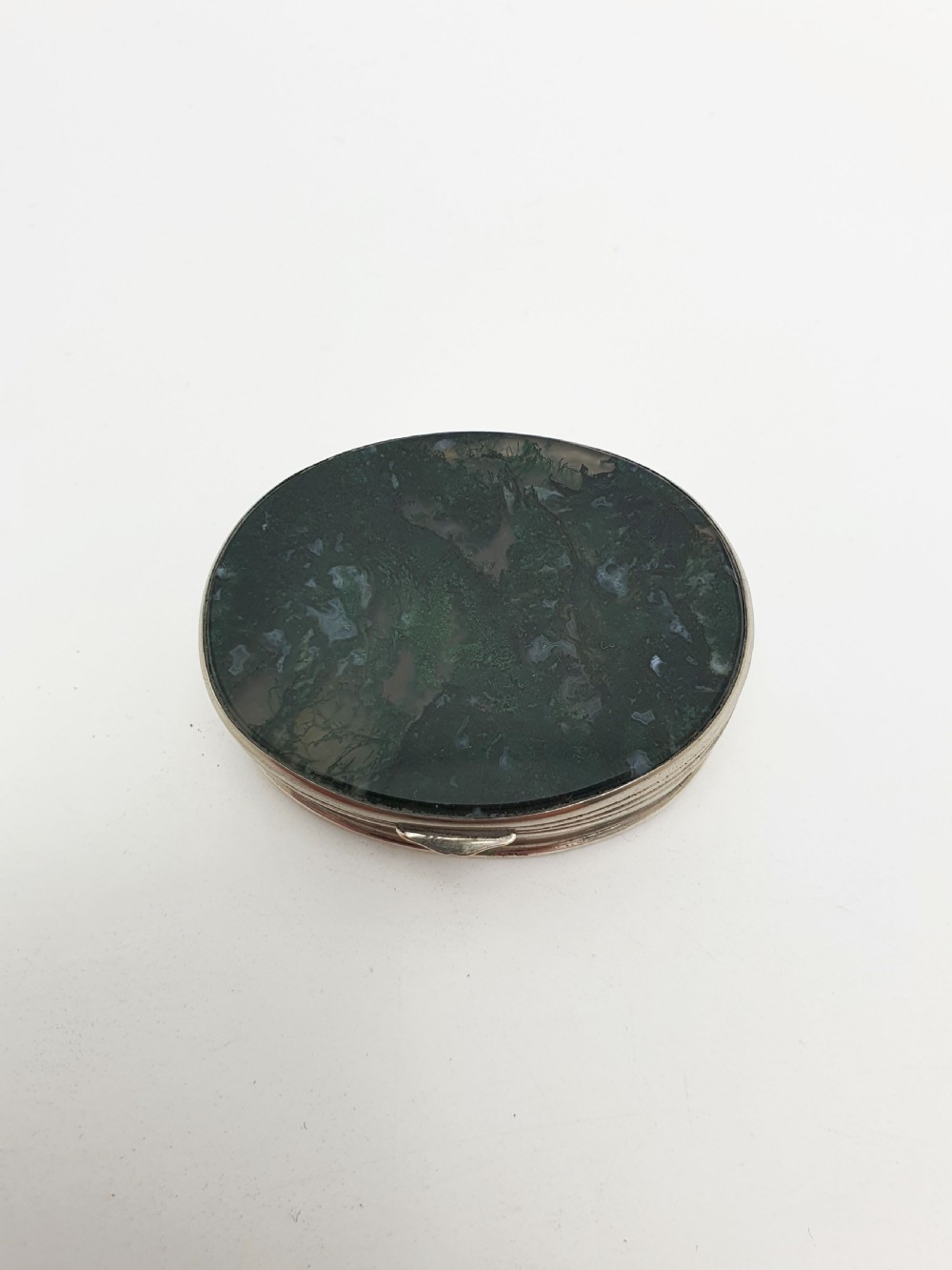 Lovely Antique Victorian Moss Agate Pill Box – circa 1890 View IX